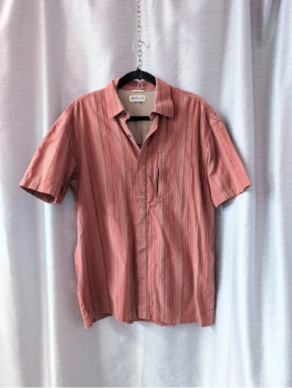 SOLD Men's Rust Striped Cotton Sportswear Shirt M